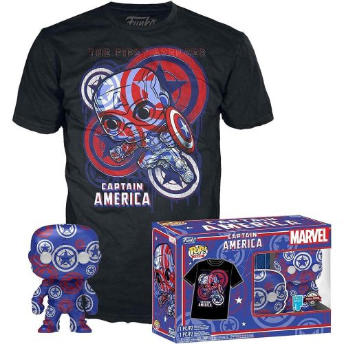 Funko POP! Marvel Patriotic Age – Captain America figura és póló (M)