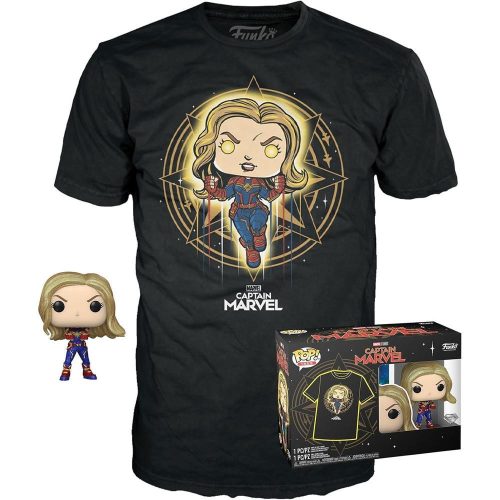 Funko Pocket POP! Marvel – Captain Marvel figura és póló (L)
